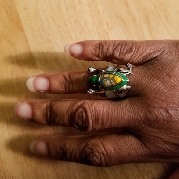 Stainless steel Murano Frog Ring Size 6 - Picture 6 of 8